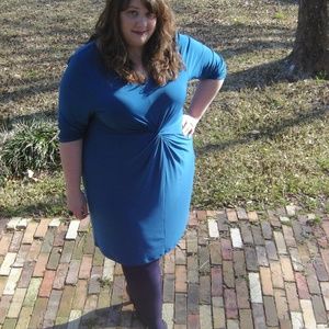 Vintage Igigi Knot Front Dress in Teal Blue